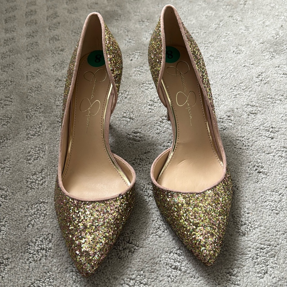 Jessica Simpson gold and rose gold heels